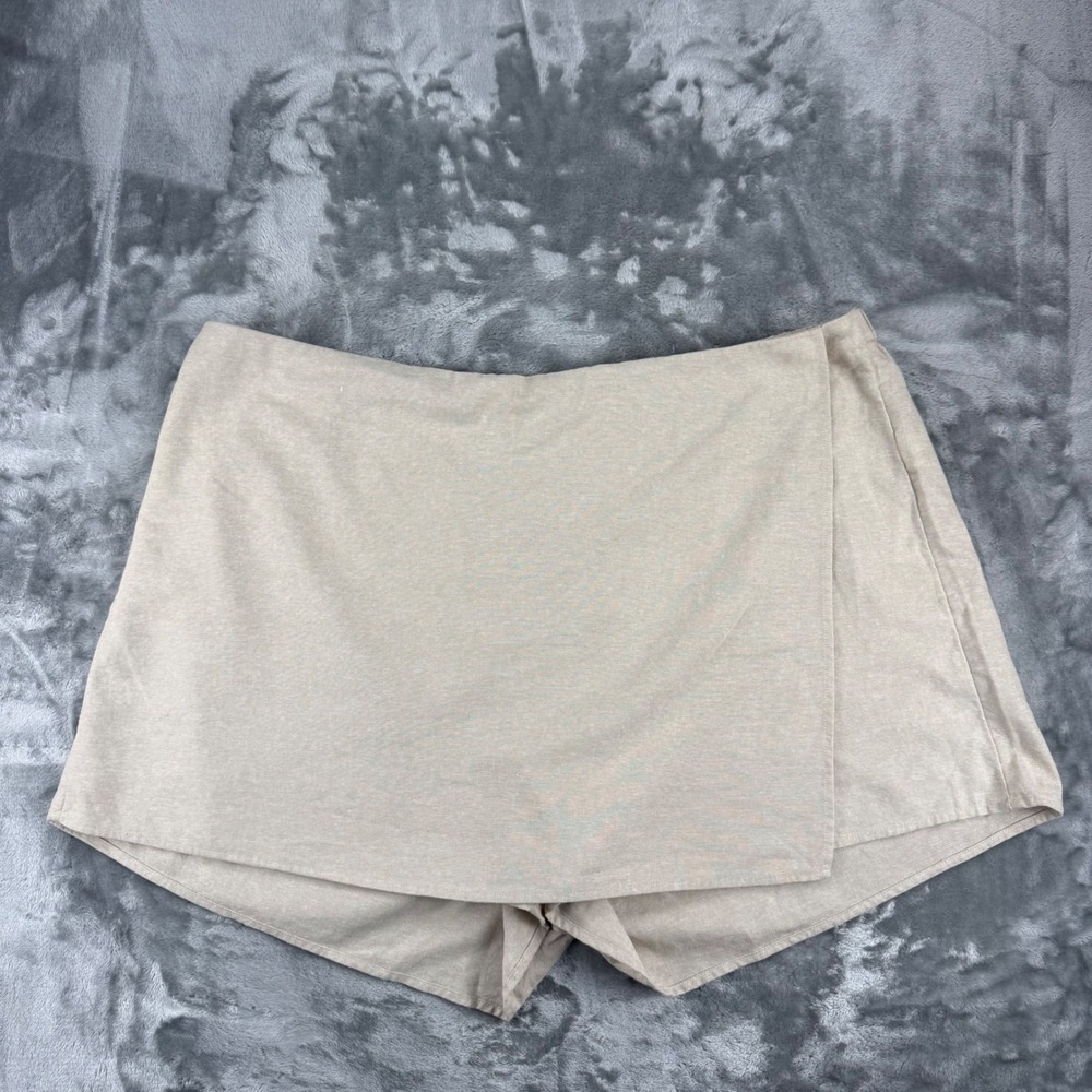 Old Navy Linen Blend Wrap Skort Neutral Beige XXL New With Tags